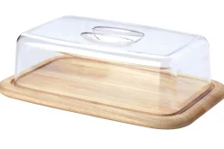 Plateau à fromage avec couvercle Continenta en bois d'hévéa 38,5x25,5x11,5cm