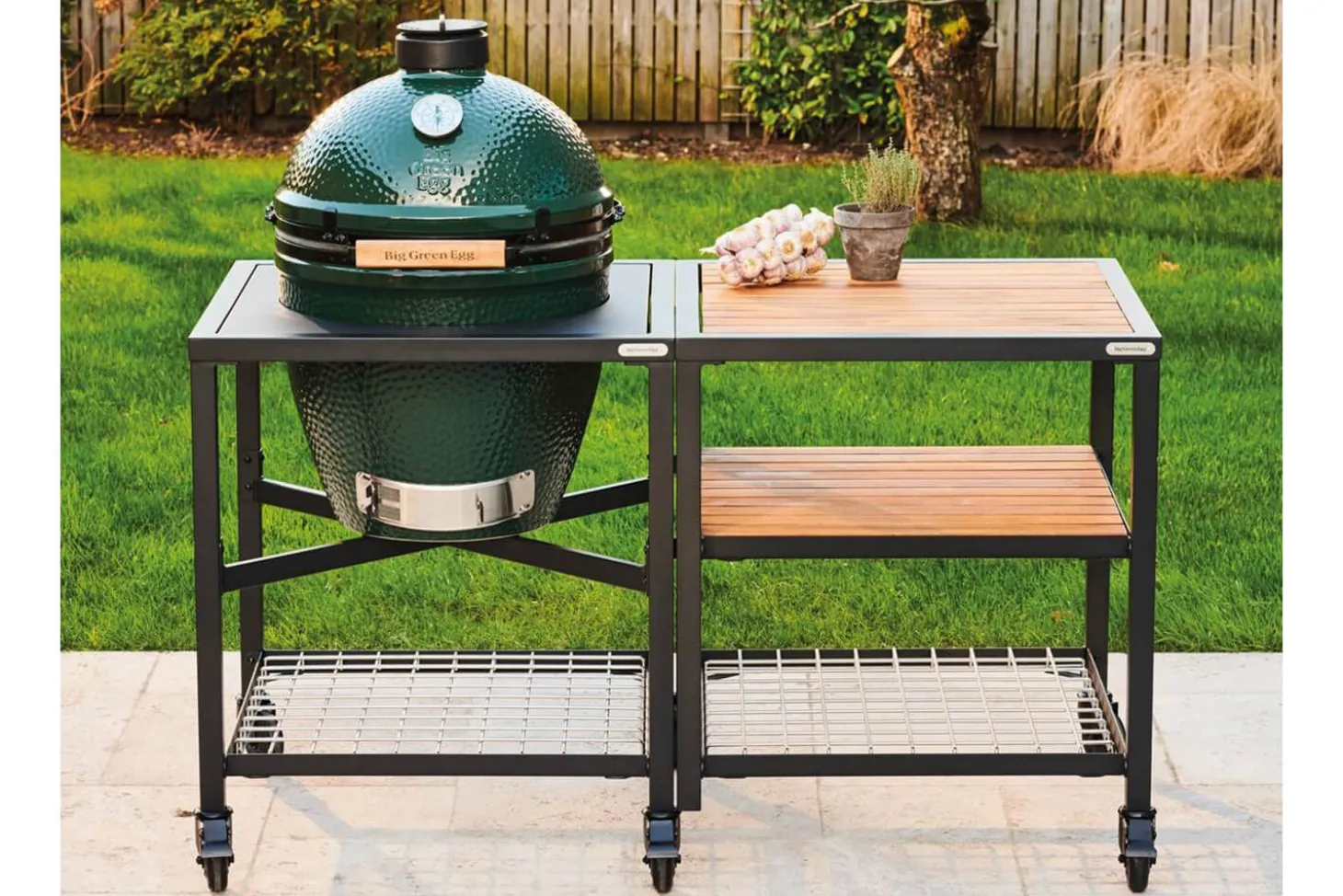 Plateau-grille en inox Big Green Egg pour meuble d'extension