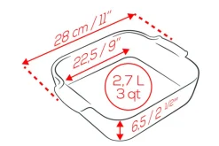 Plat four carré Peugeot Appolia en céramique écru 28x22,5x6,5cm