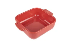 Plat four individuel carré Peugeot Appolia en céramique rouge 13x13x4,5cm