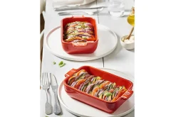 Plat four individuel rectangle Peugeot Appolia en céramique rouge 18x12x4,5cm