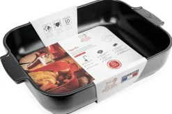 Plat four rectangle Peugeot Appolia en céramique noire satinée 40x27,2x8,3cm