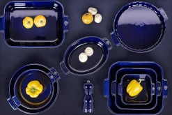 Plat four rectangle Peugeot Appolia en céramique bleu