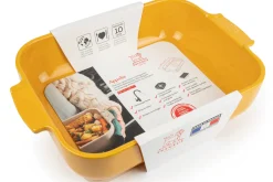 Plat four rectangle Peugeot Appolia en céramique jaune safran