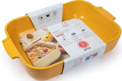 Plat four rectangle Peugeot Appolia en céramique jaune safran