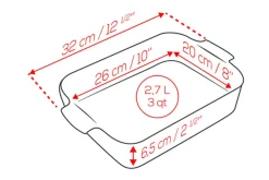 Plat four rectangle Peugeot Appolia en céramique rouge 26x20x6,5cm