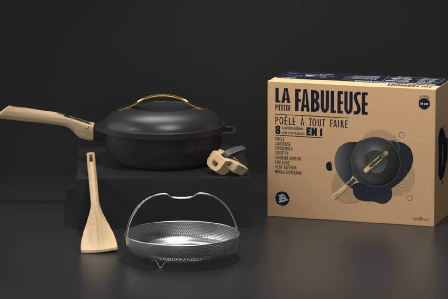Poêle antiadhérente Cookut La Fabuleuse 8-en-1 météore