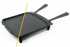 Poêle à griller Ooni double face en fonte manches amovibles + dessous-de-plat inox