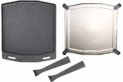 Poêle à griller Ooni double face en fonte manches amovibles + dessous-de-plat inox