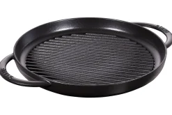 Poêle gril Staub Pure ronde en fonte émaillée noir mat