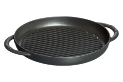 Poêle gril Staub Pure ronde en fonte émaillée noir mat