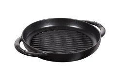 Poêle gril Staub Pure ronde en fonte émaillée noir mat