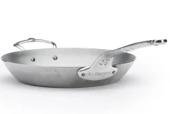 Poêle ronde De Buyer Mineral B Pro 32cm en acier, poignée et contre-poignée en fonte d'inox
