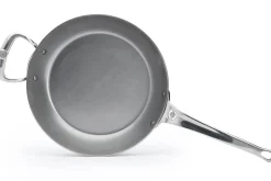Poêle ronde De Buyer Mineral B Pro 32cm en acier, poignée et contre-poignée en fonte d'inox
