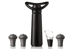 Pompe à vide Concerto + 3 bouchons + 1 verseur anti-goutte Vacu Vin noir
