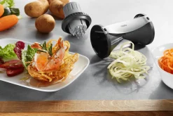 Porte-légumes pour taille-légumes en spirales Gefu Spirelli en acier inox et polymère