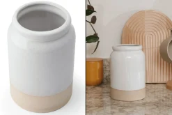 Porte-ustensiles KitchenCraft Idilica en grès crème