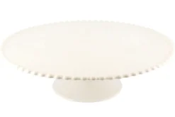 Présentoir à gâteau sur pied Patisdécor en céramique avec bord perlé 31cm