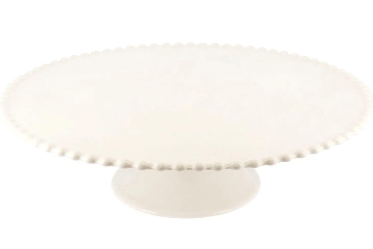 Présentoir à gâteau sur pied Patisdécor en céramique avec bord perlé 31cm