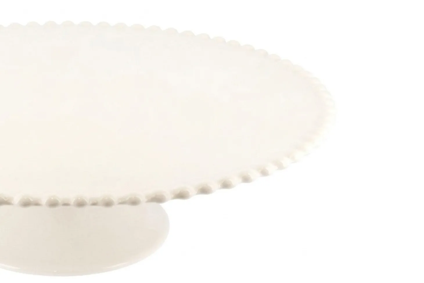 Présentoir à gâteau sur pied Patisdécor en céramique avec bord perlé 31cm