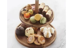 Présentoir à gâteaux Point Virgule 2 étages en bois d'acacia