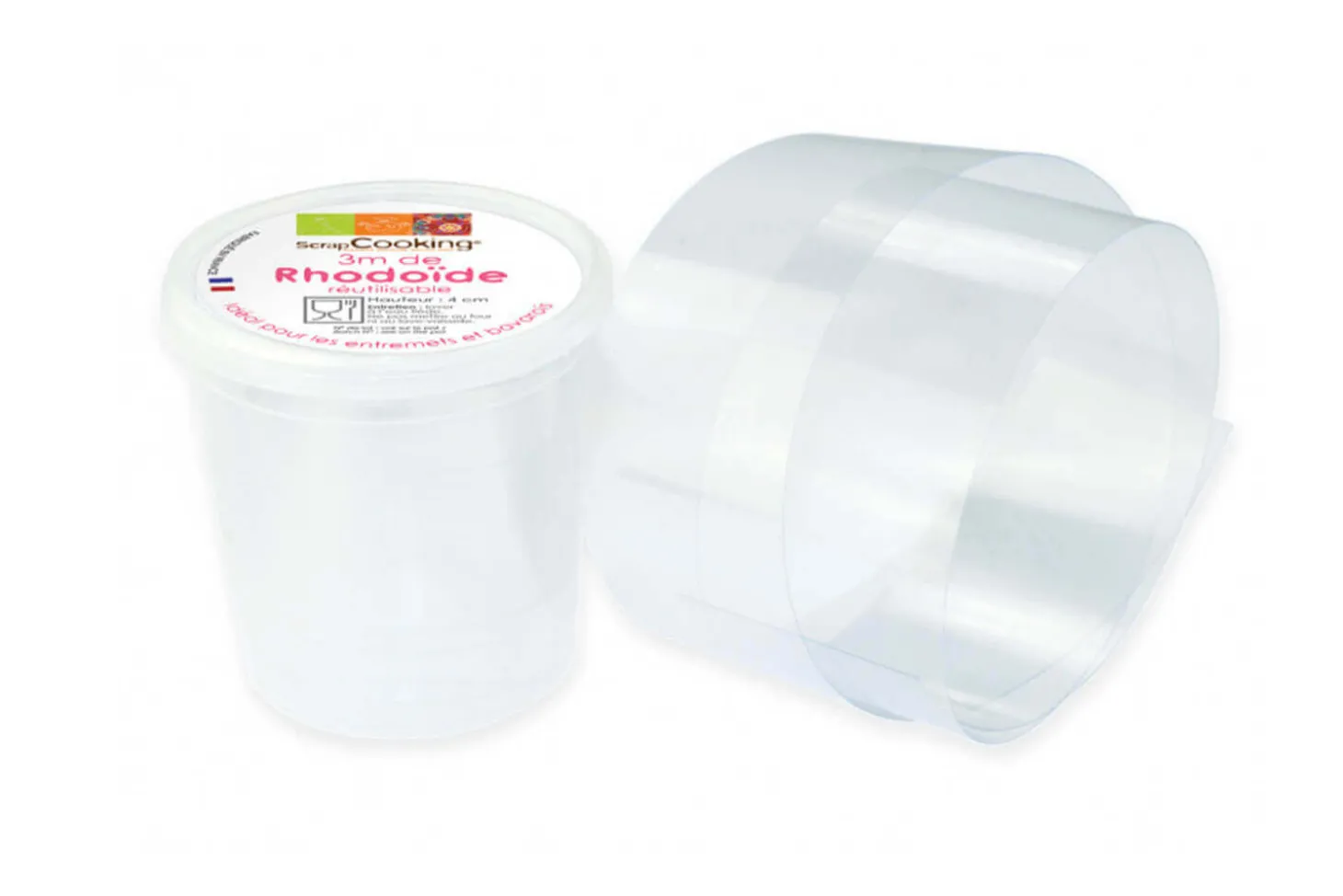 Ruban rhodoïde pour entremets Scrapcooking 3m - H4cm réutilisable