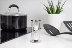 Sablier Masterclass 3 minutes en verre et acier inoxydable finition satinée