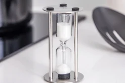 Sablier Masterclass 3 minutes en verre et acier inoxydable finition satinée