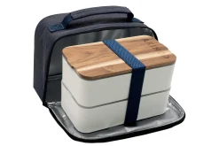 Sac isotherme Akinod 11:58 bleu jeans + Bento blanc 1,4L