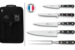 Sac spécial chef Sabatier Chef 4 couteaux de cuisine français + 1 fourchette - Exclusivité