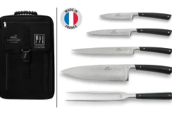 Sac spécial chef Sabatier Edonist 4 couteaux de cuisine français + 1 fourchette - Exclusivité