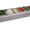 Saladette Ooni inox + 6 bacs à garnitures pour pizzas avec couvercles