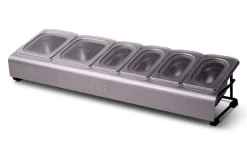 Saladette Ooni inox + 6 bacs à garnitures pour pizzas avec couvercles