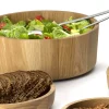 Saladier rond bord droit Continenta en bois de chêne Ø31x12cm