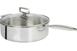 Sauteuse Cristel Castel'Pro en acier inoxydable 18/10 5 ply poignée fixe + couvercle en verre