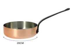 Sauteuse droite en cuivre De Buyer Inocuivre poignée en fonte d'acier