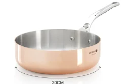 Sauteuse droite en cuivre inox De Buyer Prima Matera poignée en fonte d'inox compatible induction
