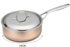 Sauteuse en cuivre inox Baumalu B'Chef avec couvercle en inox