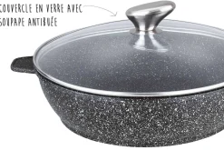 Sauteuse en fonte Pradel Excellence Premium 28cm façon pierre tous feux/ induction