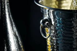 Seau à vin mousseux et à champagne Barcraft en acier inoxydable martelé