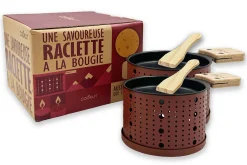 Service à raclette à la bougie Cookut Lumi services poelons et spatules pour 2 personnes