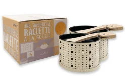 Service à raclette à la bougie Cookut Lumi services poelons et spatules pour 2 personnes