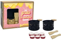 Service à raclette à la bougie Cookut Lumi pour 2 motif origami noir - Le gras c'est la vie