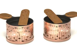 Service à raclette à la bougie Cookut Lumi Les Plus Brillantes poêlons + spatules pour 2 - Cuivre