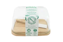 Set beurrier en verre et bambou Pebbly avec couteau à beurre