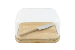 Set beurrier en verre et bambou Pebbly avec couteau à beurre