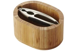 Set casse-noix et récipient Point Virgule ovale en bambou