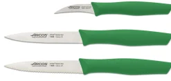 Set 3 couteaux à légumes Arcos Nova lames acier NITRUM manche vert