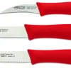 Set 3 couteaux à légumes Arcos Nova lames acier NITRUM manche rouge