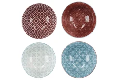 Set de 4 bols KitchenCraft en céramique Vibrance design diamètre 15cm
